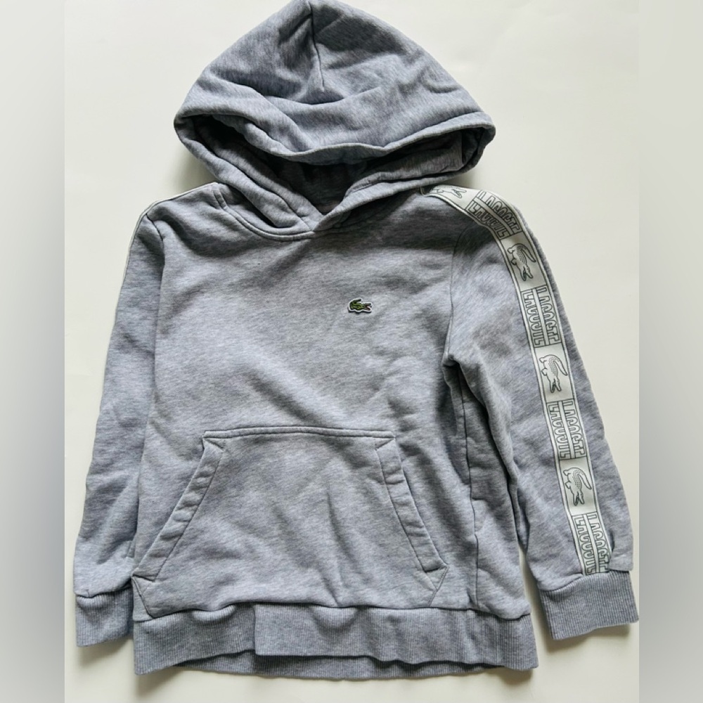 Lacoste Kids Light Gray Hoodie with Logo Accents 8 - Picture 3 of 3